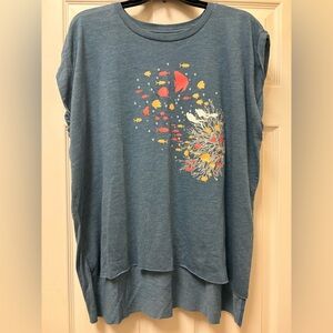 Blue Graphic Women's Top NWOT size 2X